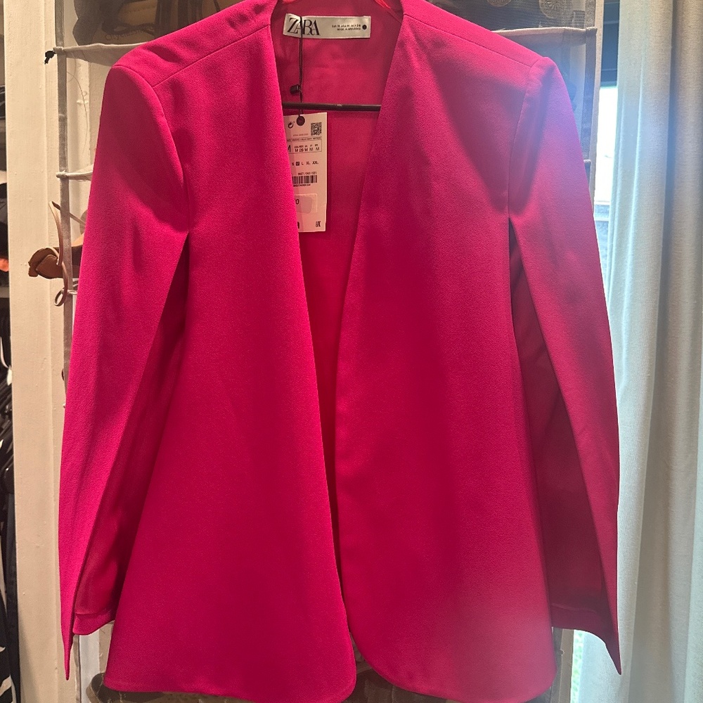 Zara Fuscia Pink Cape Blazer Medium